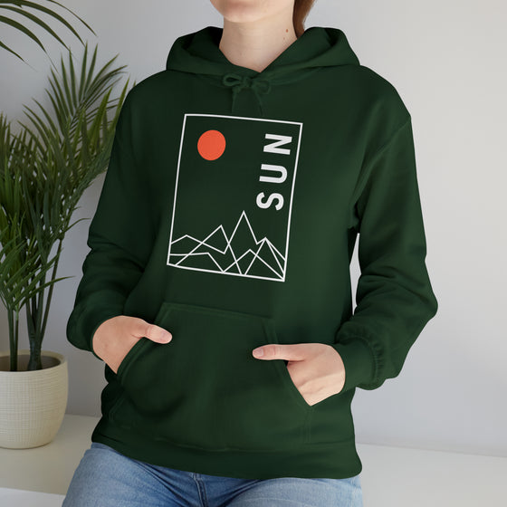 Abstract Shapes V5 Mountain Peaks Sun | Abstract | Minimalist | Modern  Unisex Hooded Hoodie Sweatshirt | Embrace Your Vibe