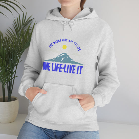 Chill Stitch – Mountains One Life Live It - Unisex Hooded Hoodie Sweatshirt – Embrace Your Vibe