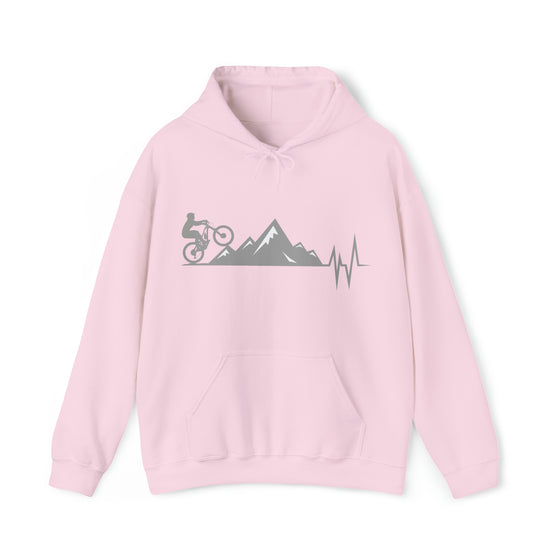 Bike Sweatshirt | MTB Mountain Heartbeat Bike Mountain Biking | Unisex Hooded Hoodie Sweatshirt