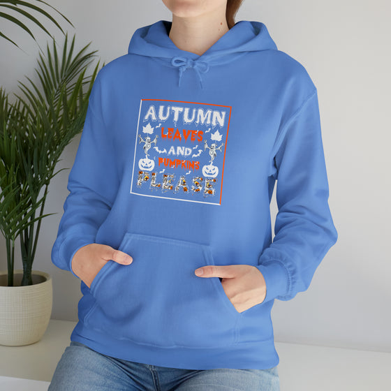 Halloween Sweatshirt | Autumn Leaves And Pumpkins Please | Unisex Hooded Hoodie Sweatshirt