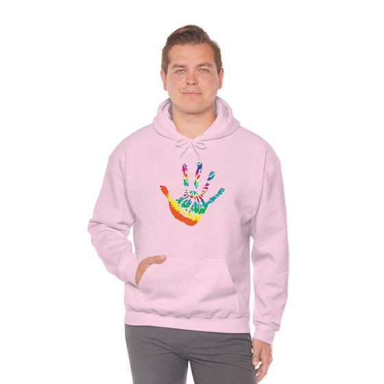 Chill Stitch –Tie-dye Peace Hand - Unisex Hooded Hoodie Sweatshirt – Embrace Your Vibe