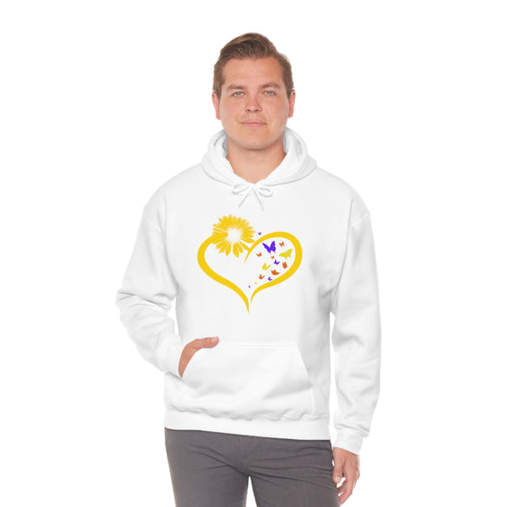 Butterflies Sunflower | Unisex Hooded Hoodie Sweatshirt | Embrace Your Vibe