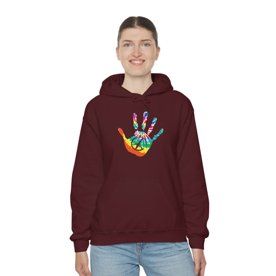 Chill Stitch –Tie-dye Peace Hand - Unisex Hooded Hoodie Sweatshirt – Embrace Your Vibe