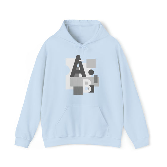 Abstract Shapes V8 Block Letters  | Abstract | Minimalist | Modern  Unisex Hooded Hoodie Sweatshirt | Embrace Your Vibe