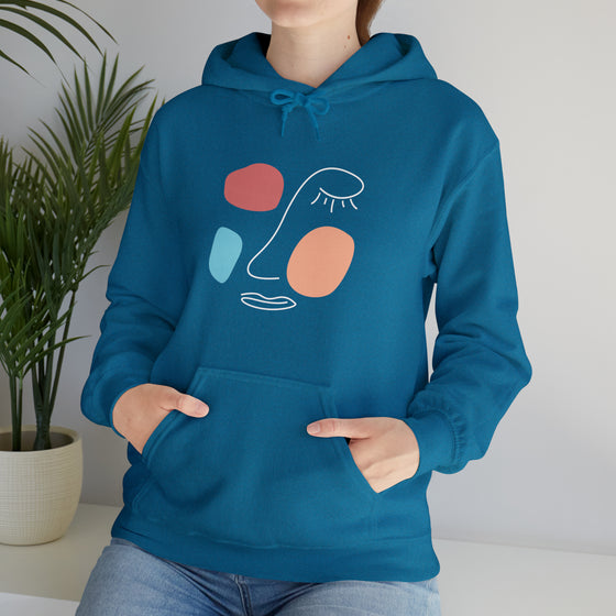 Abstract Face Mascara Shapes V22 Face Paint Line Art | Abstract | Minimalist | Modern  Unisex Hooded Hoodie Sweatshirt