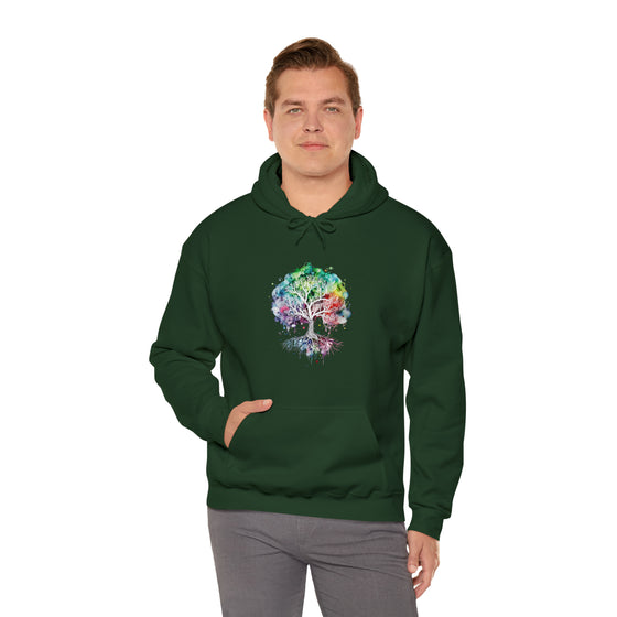 Lake Sweatshirt | Tree of Life Watercolor V4 Color Burst | Unisex Hooded Hoodie Sweatshirt