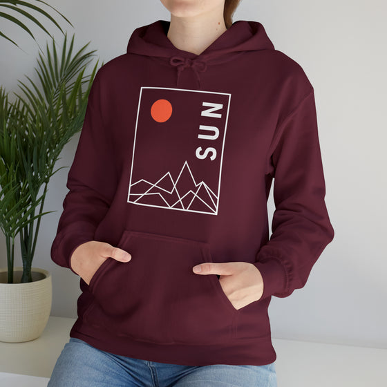 Abstract Shapes V5 Mountain Peaks Sun | Abstract | Minimalist | Modern  Unisex Hooded Hoodie Sweatshirt | Embrace Your Vibe