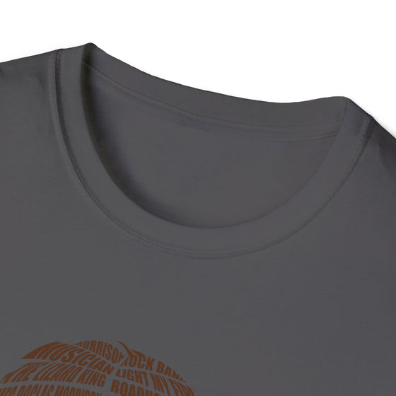 Jim Morrison Doors Music | Unisex Soft Style Tee T-Shirt | Embrace Your Vibe | Calligram Word Design