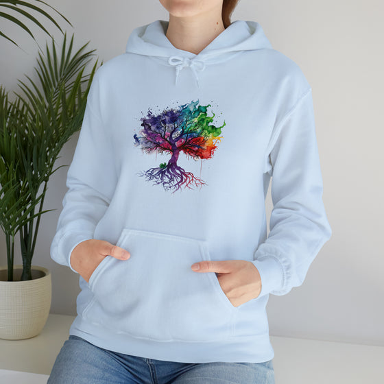 Hippie Sweatshirt | Tree of Life Watercolor Flowing Color V2 | Unisex Hooded Hoodie Sweatshirt