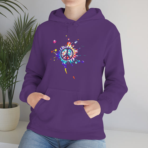 Chill Stitch – Peace Sign Color Splat - Unisex Hooded Hoodie Sweatshirt – Embrace Your Vibe