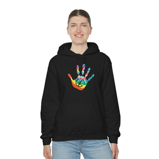 Chill Stitch –Tie-dye Peace Hand - Unisex Hooded Hoodie Sweatshirt – Embrace Your Vibe