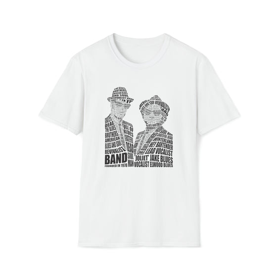 Blues Brothers Movies | Unisex Soft Style Tee T-Shirt | Embrace Your Vibe | Calligram Word Design