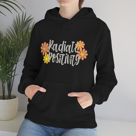 Chill Stitch – Radiate Positivity - Unisex Hooded Hoodie Sweatshirt – Embrace Your Vibe