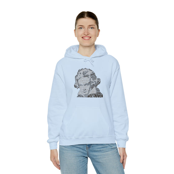Ludwig van Beethoven Symphony Music | Unisex Hooded Hoodie Sweatshirt | Embrace Your Vibe | Calligram Word Design