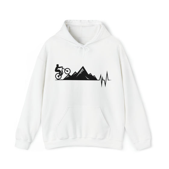 Bike Sweatshirt | MTB Mountain Heartbeat Bike Mountain Biking | Unisex Hooded Hoodie Sweatshirt