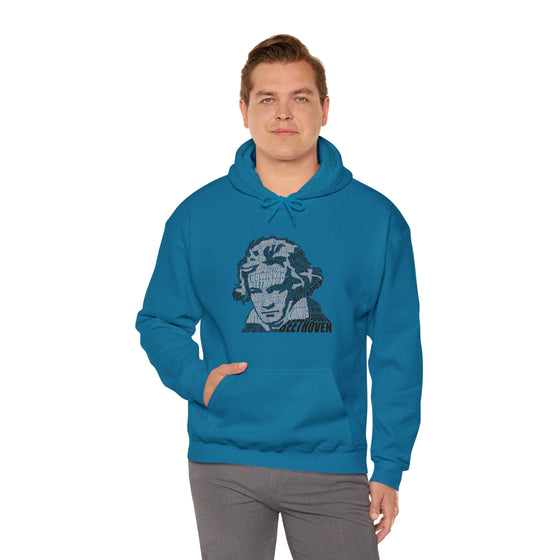 Ludwig van Beethoven Symphony Music | Unisex Hooded Hoodie Sweatshirt | Embrace Your Vibe | Calligram Word Design