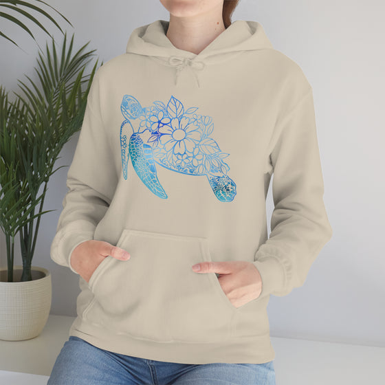 Floral Mandala Sea Turtle Sweatshirt | Unisex Hooded Hoodie Sweatshirt