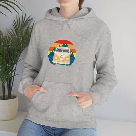 Chill Stitch – VW Van Mountains - Unisex Hooded Hoodie Sweatshirt – Embrace Your Vibe