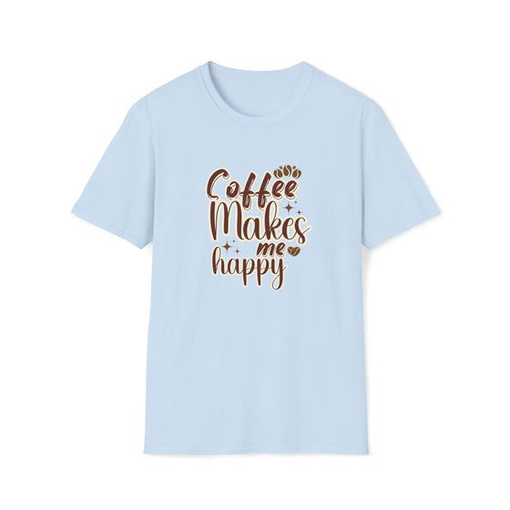 Coffee Makes Me Happy | Coffee Latte Drink | Unisex Soft Style Tee T-Shirt | Embrace Your Vibe