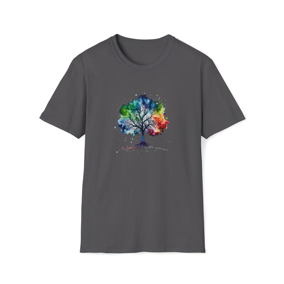 Yoga Shirt | Watercolor Tree of Life V3 Vibrant Colorful Life | Unisex Soft style Tee T-Shirt