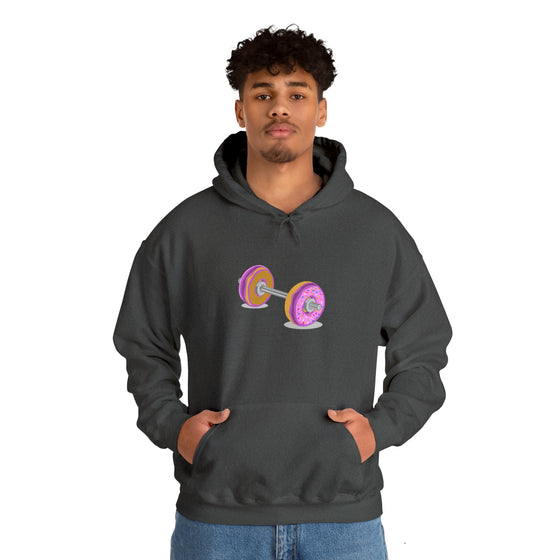 Doughnut Barbell Foodie Sweatshirt | Abstract Unisex Hooded Hoodie Sweatshirt