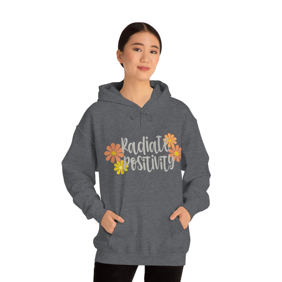 Chill Stitch – Radiate Positivity - Unisex Hooded Hoodie Sweatshirt – Embrace Your Vibe