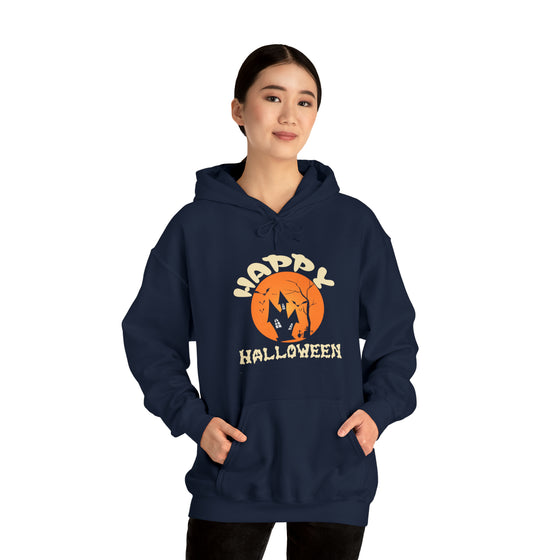 Halloween Sweatshirt | Happy Halloween House | Unisex Hooded Hoodie Sweatshirt