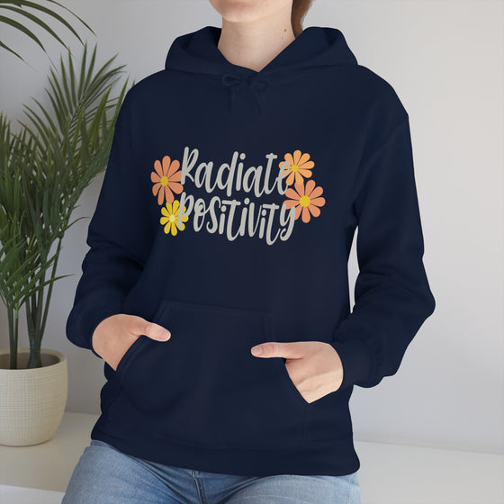 Chill Stitch – Radiate Positivity - Unisex Hooded Hoodie Sweatshirt – Embrace Your Vibe