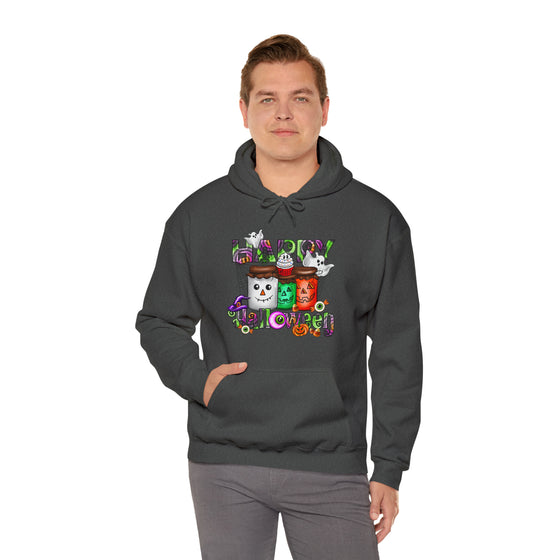 Halloween Sweatshirt | Happy Halloween Jars | Unisex Hooded Hoodie Sweatshirt