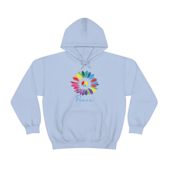 Chill Stitch – Sunflower Rainbow Peace - Unisex Hooded Hoodie Sweatshirt – Embrace Your Vibe