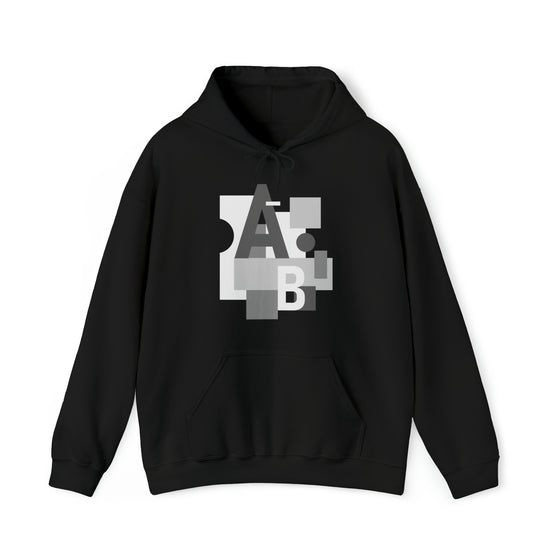 Abstract Shapes V8 Block Letters  | Abstract | Minimalist | Modern  Unisex Hooded Hoodie Sweatshirt | Embrace Your Vibe