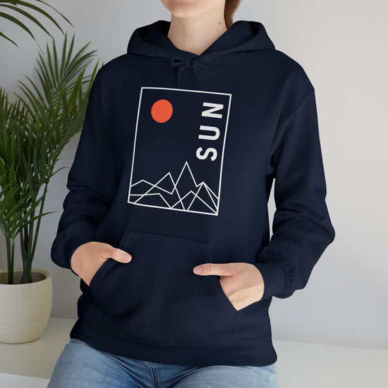 Abstract Shapes V5 Mountain Peaks Sun | Abstract | Minimalist | Modern  Unisex Hooded Hoodie Sweatshirt | Embrace Your Vibe