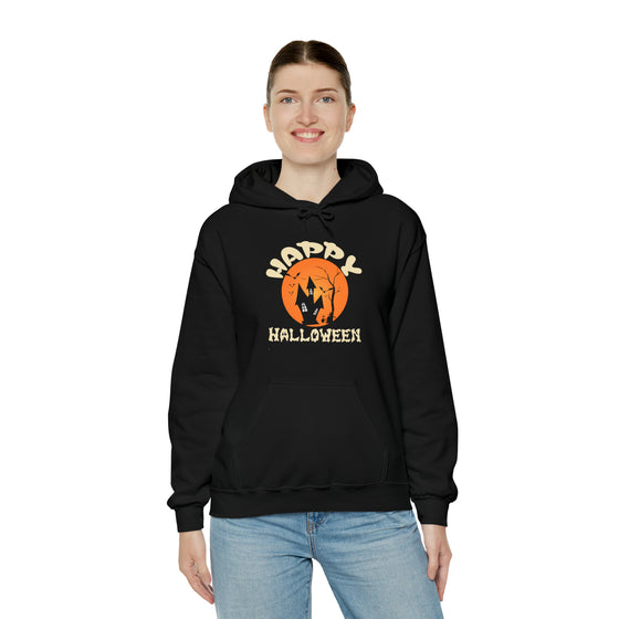 Halloween Sweatshirt | Happy Halloween House | Unisex Hooded Hoodie Sweatshirt