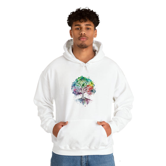 Lake Sweatshirt | Tree of Life Watercolor V4 Color Burst | Unisex Hooded Hoodie Sweatshirt