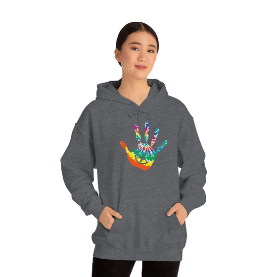 Chill Stitch –Tie-dye Peace Hand - Unisex Hooded Hoodie Sweatshirt – Embrace Your Vibe