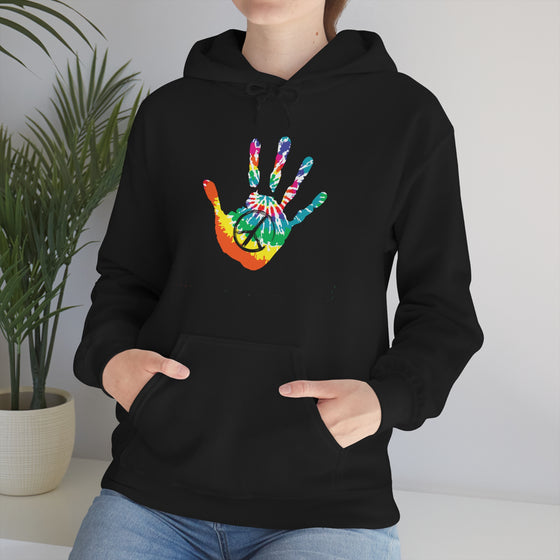 Chill Stitch –Tie-dye Peace Hand - Unisex Hooded Hoodie Sweatshirt – Embrace Your Vibe