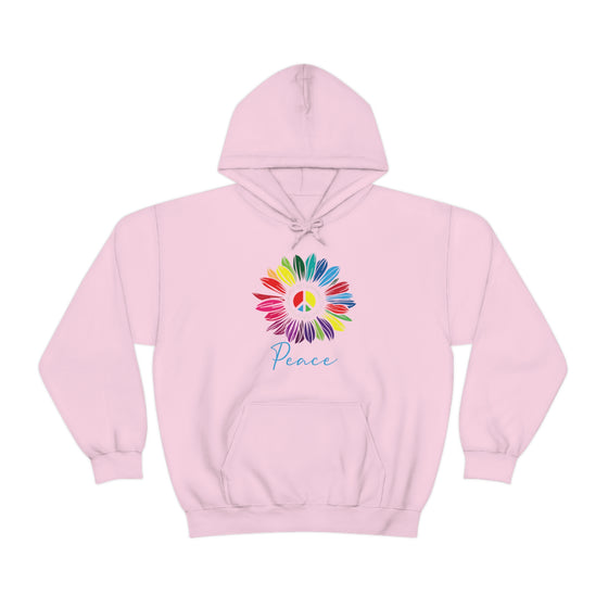 Chill Stitch – Sunflower Rainbow Peace - Unisex Hooded Hoodie Sweatshirt – Embrace Your Vibe