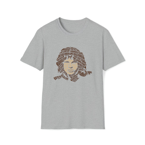 Jim Morrison Doors Music | Unisex Soft Style Tee T-Shirt | Embrace Your Vibe | Calligram Word Design