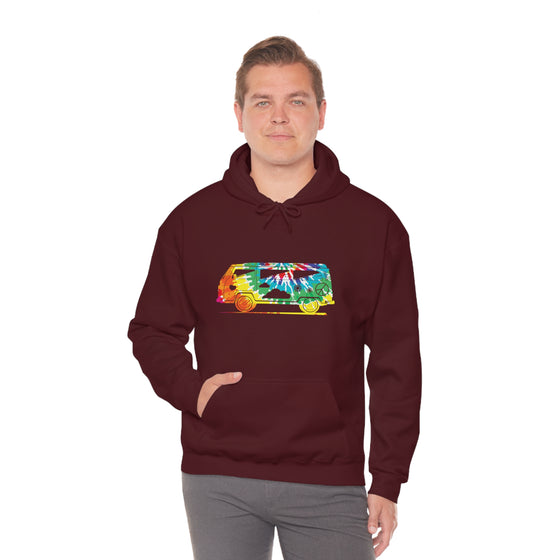 Chill Stitch – VW Tie-dye Van - Unisex Hooded Hoodie Sweatshirt – Embrace Your Vibe