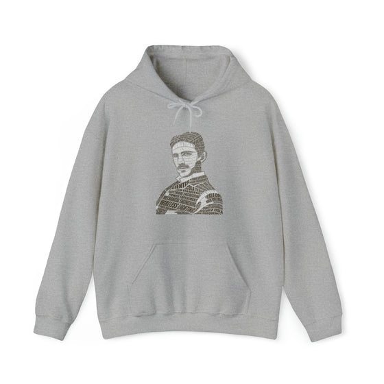 Nikola Tesla Science | Unisex Hooded Hoodie Sweatshirt  | Calligram Word Design