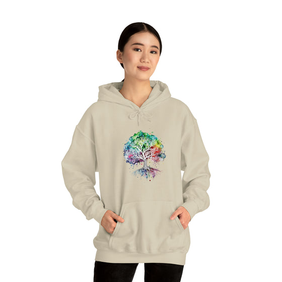 Lake Sweatshirt | Tree of Life Watercolor V4 Color Burst | Unisex Hooded Hoodie Sweatshirt