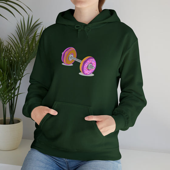 Doughnut Barbell Foodie Sweatshirt | Abstract Unisex Hooded Hoodie Sweatshirt