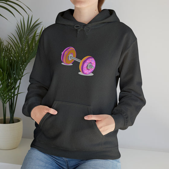 Doughnut Barbell Foodie Sweatshirt | Abstract Unisex Hooded Hoodie Sweatshirt