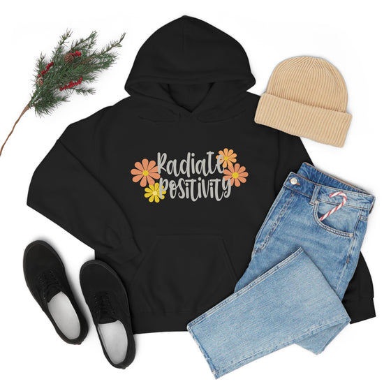 Chill Stitch – Radiate Positivity - Unisex Hooded Hoodie Sweatshirt – Embrace Your Vibe