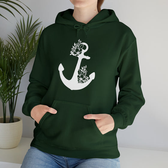 Floral Boat Anchor Boating Sweatshirt | Unisex Hooded Hoodie Sweatshirt