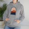 Abstract Shapes Sunrise Sunset Window Landscape  V14 | Abstract | Minimalist | Modern  Unisex Hooded Hoodie Sweatshirt