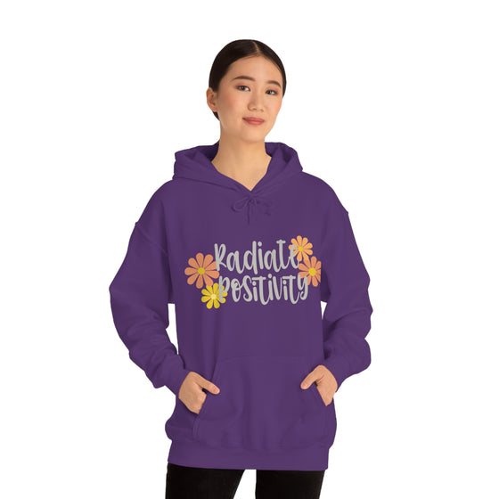 Chill Stitch – Radiate Positivity - Unisex Hooded Hoodie Sweatshirt – Embrace Your Vibe