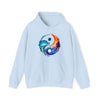 Yoga Seatshirt | Yin Yang Sign V3 Watercolor Flowing | Unisex Hooded Hoodie Sweatshirt