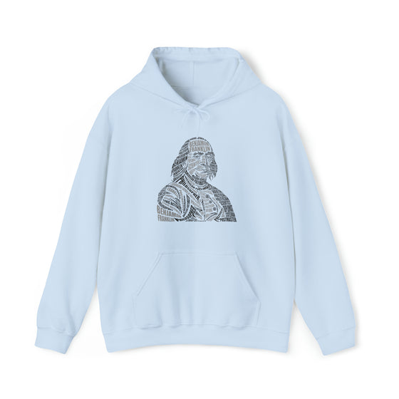 Benjamin Franklin | Unisex Hooded Hoodie Sweatshirt | Embrace Your Vibe | Calligram Word Design