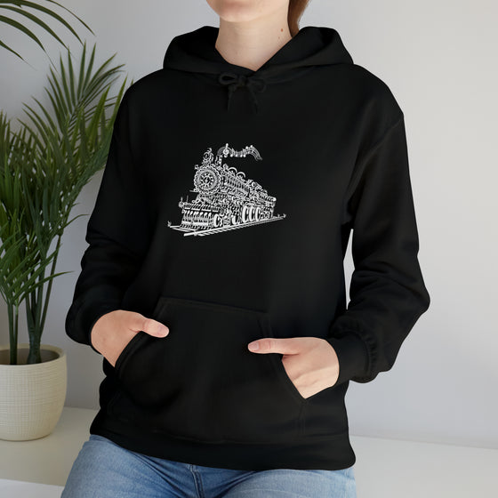 Chill Stitch – Train Locomotive Song Music Notes | Abstract | Minimalist | Modern - Unisex Hooded Hoodie Sweatshirt – Embrace Your Vibe